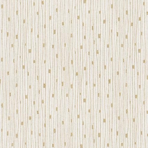 BRICOFLOR 20er Jahre Tapete weiß gold elegant ideal für Schlafzimmer und Flur Vliestapete mit Muster im Art Déco Stil