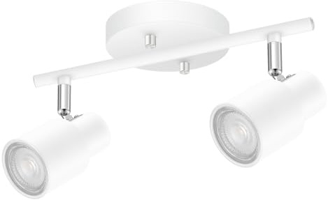 BoostArea LED 2 Light Track Lighting Kit,2 Way Modern Ceiling Spot Lighting,Flexibly Rotatable Light Head for Kitchen, Living Room, Bedroom, White,GU10 Bulb Not Included