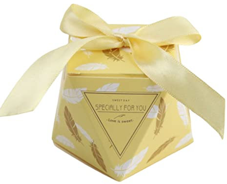 dijiusidy Geschenktüten Papier Pralinenschachtel mit Band Mehrfarbige Hochzeitsschachteln Weihnachtsduschenparty Event Verpackung Engagement, Gelb