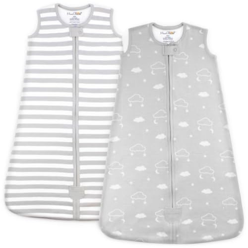 Babyschlafsack aus Bio-Baumwolle 1.0 TOG Ganzjahres Schlafsack 2er-Pack | Atmungsaktiver Ganzjahresschlafsack aus GOTS- und OEKO-TEX-zertifizierter Bio-Baumwolle für 6–12 Monate von Mama Cheetah