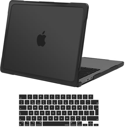 MOSISO Compatible with MacBook Air 13 inch Case M5 M4 M3 M2 2026-2022 A3449 A3240 A3113 A2681,Soft TPU Bumper Anti-Cracking&Fingerprint Hard Shell&KeyboardShin for MacBook Air 13.6 Case, Black