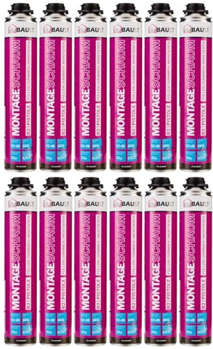 12x dubaust MSP24 Bauschaum Montageschaum Pistolenschaum 750ml Kombisets PU Füllschaum Dämmschaum hohe Schalldämmung Wärmedämmung Isolierend B2 750ml