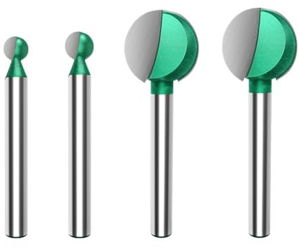 NONDK 4 Pezzi Punta a Sfera da 6 MM Punta Rotonda Intaglio Fresa CNC, Fresa a Palla, Punte per Router, Utensili per Carpenteria in Carburo