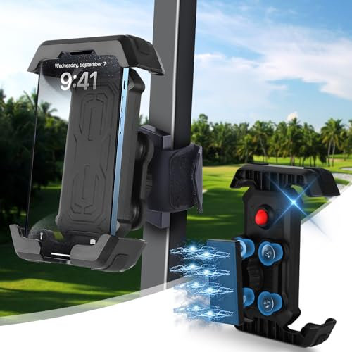 Cartalia Magnetische Handyhalterung für Golfwagen, mit festem Klettverschluss, kompatibel mit EZGO/Club Car/Yamaha, kompatibel mit iPhone/Galaxy/Google Pixel, ultrastarker Magnet/360°