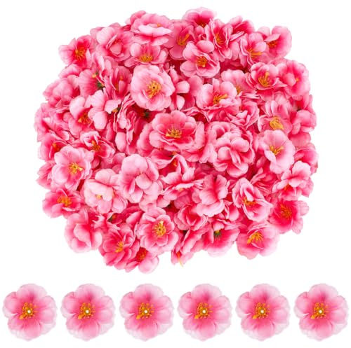 GORGECRAFT Künstliche Kirschblütenköpfe, Rosa, 150cm, 5 Stück | Kleine Pfirsichblüten, Kunstblütenblätter, Für Hochzeit Party Heimdekoration, Braut Haarspangen Stirnbänder Kleider