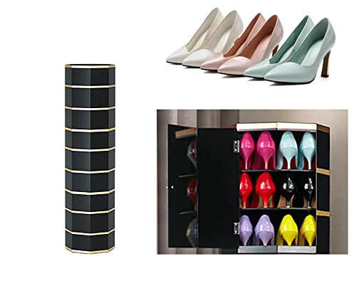 LFONDIGE Schuhschrank, rundes drehbares Schuhregal, 360 ° drehbares Schuhregal, vertikales Schuhregal für kleine Räume, Organizer, Schuhaufbewahrung aus Metall für den Eingangsbereich, Schuh-Organize