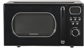 Cookology RETDD20BK Freestanding Retro Microwave - 20 Litre Capacity - With 25.5cm Turntable - 800W Microwave - 8 Auto Cooking Programs - 5 Cooking Power Levels - Defrost Setting - Black