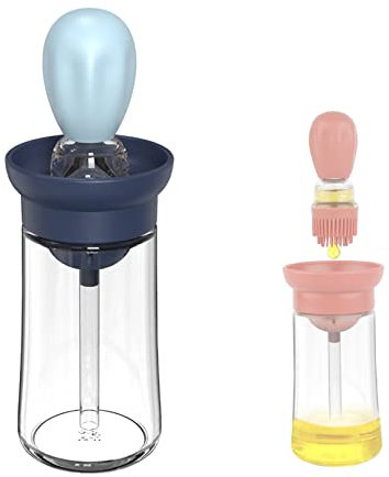 Chinese Home Gadgets, Glasölflasche mit Silikonbürste, 200 ml, Glas-Olivenöl-Spenderflasche mit Silikonbürste, 2-in-1 für Küche, Kochen, Braten, Backen, Grillen (blau)
