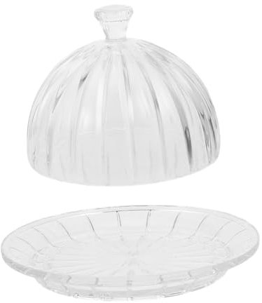 CONGARTENO Plateau à Gâteau Transparent avec Cloche en Verre, Plateau de Service à Dessert 1 Set, pour Fête et Réunion Conviviale