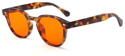 Long Keeper Blaulichtfilter Brille Runde Blaulichtblockierende Brille Orangefarbener Linse Anti Blaulicht Brille für Bildschirme, Fernseher, Spielen