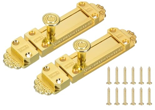 PATIKIL Barrel Bolt Latch, 2 Pack 4 Inch Slide Door Locks Zinc Alloy Gate Door Catch Bolt Latch for Bathroom Bedroom Barn Warehouse, Gold