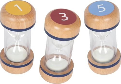 small foot Sanduhren-Set „Educate“ aus Buchenholz, 3-teiliges Set mit 1-, 3- und 5-Minuten-Uhren, Lernspielzeug für Kinder ab 3 Jahren, 12781
