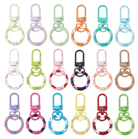 Gupcaqosjw Mosquetón | Ganchos de Metal en Colores Surtidos | 18 Piezas de Llaveros de Resorte Para Bolsos Carteras y Accesorios