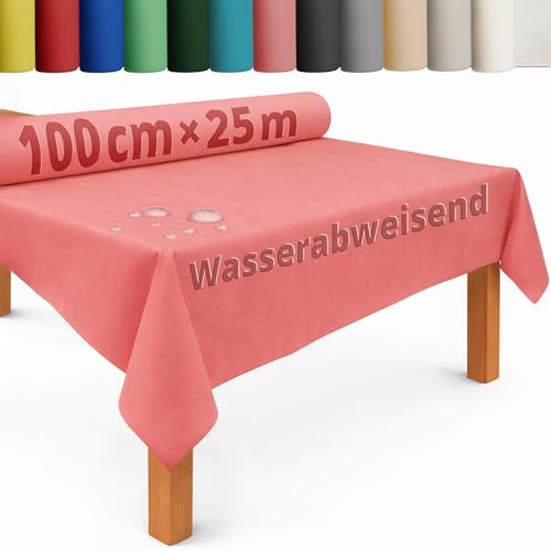 DecoHomeTextil Tischdecke Vliesstoff Rolle 1 x 25 m Altrosa | abwaschbar, wasserabweisend, zuschneidbar, anpassbar, Tischdeckenrolle, Vlies