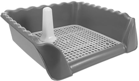 HIAKDOFT Toilette pour Chien Intérieur avec Colonne Induction Bac à Litière Maille pour Chiots Facile à Nettoyer Adapté Balcon et Maison Moyen Modèle Gris Étoilé