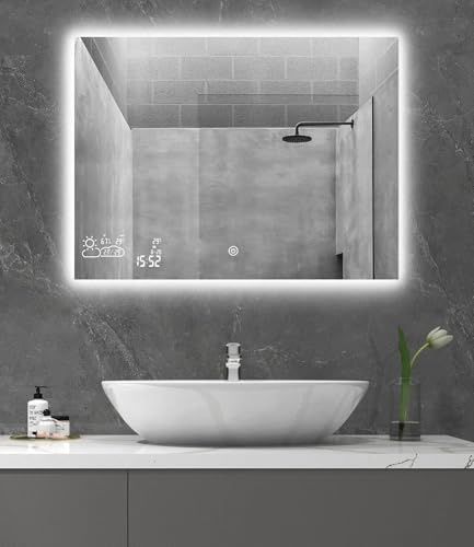 Tepto Infrarotheizung Smart Spiegel 260W mit LED, Badezimmer Spiegel mit Beleuchtung