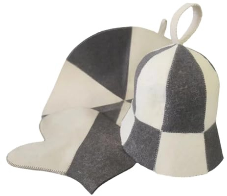 Set di accessori per sauna in lana in feltro termoisolante, cappello da sauna, guanti per donne e uomini, accessori per sauna, set di accessori per bagno, piscine, panchine per stanza, isolamento