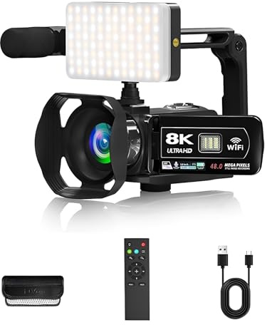 LICAEVEY 8K Video Camera 64MP HD Camcorder, 18x Digital Zoom Camera Recorder with Fill Light 3.0 Inch Touch Screen for Vlogging YouTube Content Creation