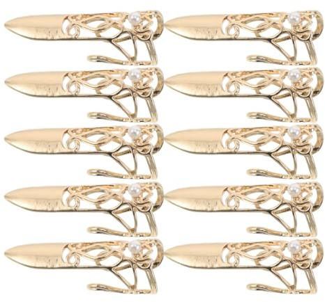COMPUKAS Set de 10 Anillos para Punta del Dedo Estilo Antiguo Dorado, Protectores de Dedos Ajustables de Aleación de Zinc para Cosplay y Actuaciones