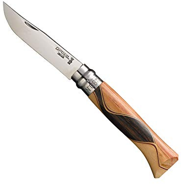 Opinel - N°08 Couteau Pliant - Lame Inox Finition Miroir - Manche Chaperon - Coupe Parfaite, Entretien Facile - Bague de Sécurité Virobloc - Fabrication France