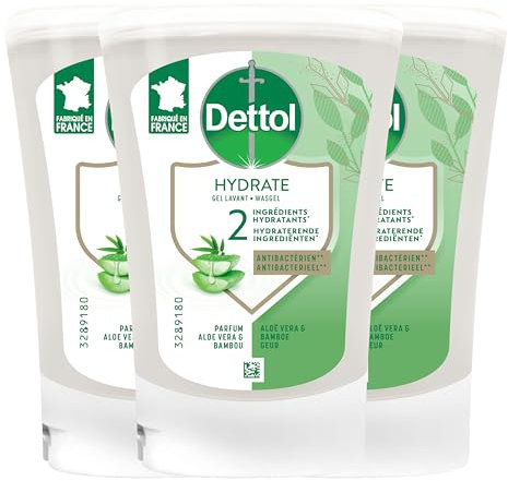 DETTOL Recharge No-Touch Savon Liquide Mains 250 ml - Action Nettoyante - Aloe Vera (3 Recharges)
