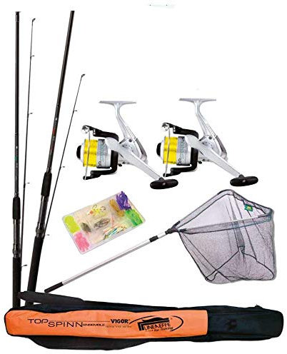 Lineaeffe Spin Combo Set 2 Ruten + 2 Rollen + Kescher + Kunstköder + Futteral