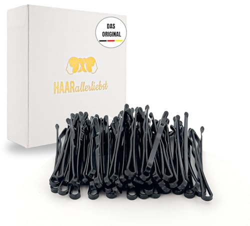 Hårallerkärlek 50 mini hårnålar – 3,4 cm små Bobby Pins – svart för mörkt hår – hårklämmor kvinnor och hårnålar i vit låda – perfekt hårnål för styling och grepp