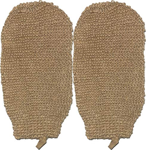 Peeling-Handschuh aus 100 % natürlichem Hanf, Badeschwamm, entfernt abgestorbene Haut, reinigt und belebt Ihre Haut, maschinenwaschbar und trocken, doppelseitig, 2 Stück