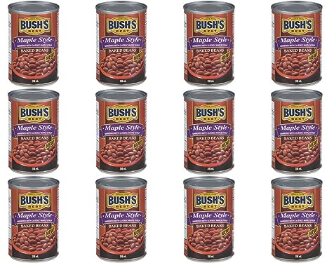 Bush's Best Maple Style Baked Beans/Quebec Maple Syrup 398ml/13.5oz., (12pk) (Imported from Canada)