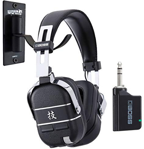 BOSS Waza-Air Wireless Guitar Headphone System + Keepdrum HMP01 Wall Mount