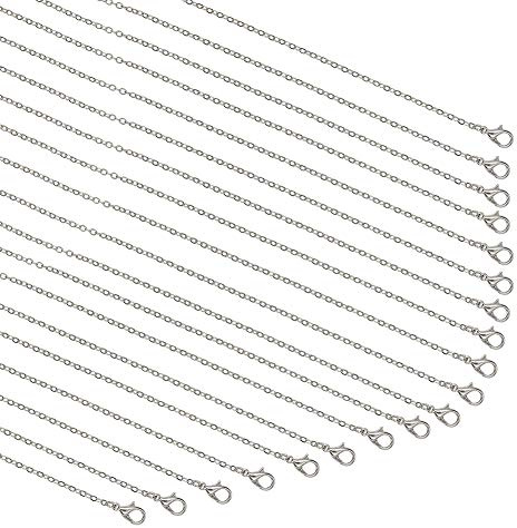 PH PandaHall 20pz Catena per Collane Fai Da Te 60cm Catena per Gioielli Argento, Catenina per Ciondolo in Ottone per Creazione di Gioielli Collana Ciondoli Artigianato Fai Da Te