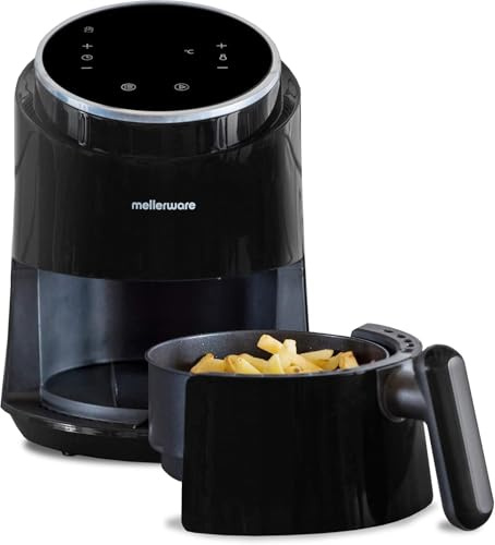 Mellerware - Freidora sin Aceite Crunchy! 1230W | 7 Programas Predefinidos | Temporizador Programable | Air Fryer 80-200 Grados | Diseño Compacto| 1,4L | Sin BPA/PFOA | Freidora Aire Digital | Negro