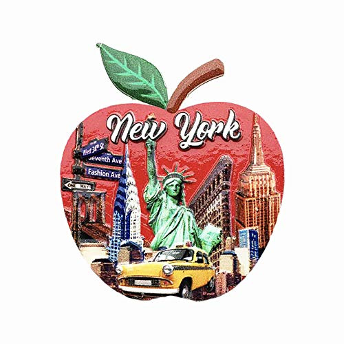 Kühlschrankmagnet, Motiv: USA / New York, 3D-Apfelform, Souvenir, Geschenk, handgefertigt, Heim- und Küchendekoration, New York Kühlschrankmagnet-Kollektion