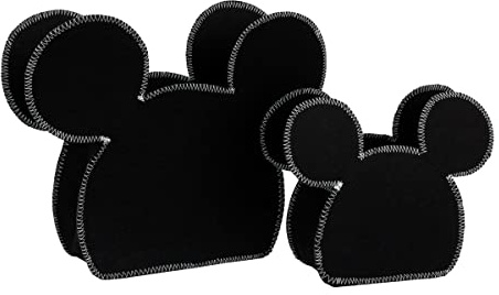 Disney Mickey Mouse Shaped Black 2 Piece Felt Nursery Storage Caddy - 1 Large, 1 Small