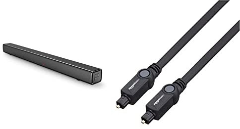 Panasonic SC-HTB100 I Barre de Son Compacte (45W, Système 2.0 canaux, Port Bass Reflex, Bluetooth, HDMI ARC) Noir - Version Française & Amazon Basics Câble optique audio numérique TOSLINK 1 m