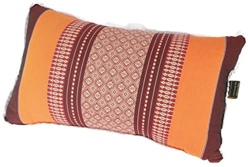 GURU SHOP Dekokissen, Meditations Stützkissen, Nackenkissen, Thaikissen Kapok - Orange/Bordeaux, 28x44x15 cm