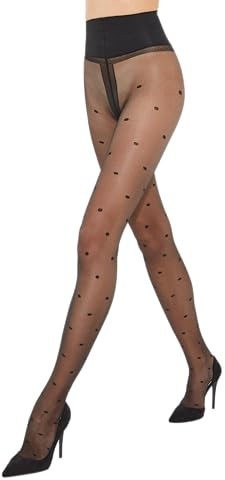 Fiore Collant voile fin minceur gainant avec motif à pois - Noir - 20 DEN (2)