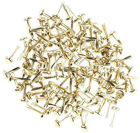 200 Stück Metall Eisen Brads Papierverschluss für Scrapbooking Handwerk Gold 8 mm