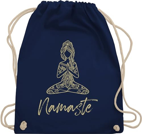 Shirtracer Turnbeutel Rucksack - Taschen - Namaste Motiv Yoga Geschenk I Meditation I Mandala - Unisize - Navy Blau - yoga-tasche joga figur tasche baumwolle geschenke print beutel fans mit für alles