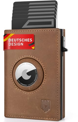 DODENSHA® AirTag* Wallet mit RFID Schut I Geldbörse Herren mit Münzfach I Smart Airtag Klein für 10+ Karten I Geldbeutel Herren Kartenetui I Slim Wallet for Men I Vintage Braun