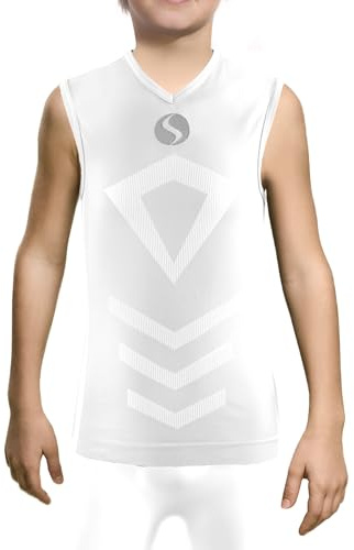 sesto senso Maglietta Termica Senza Maniche per Ragazzi Intimo Sportivo Compressivo Canotta Tank Top 2XS/XS White Bianco