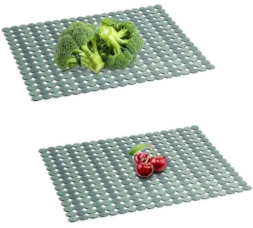 2er-Set Dekorative Spülbeckenmatte, 30 x 40 cm Abtropfmatte aus PVC, Zuschneidbare Spülbecken Schutzmatte, PVC Spülbeckenmatte zum Zuschneiden, Sink Mat für Spüle zum Spülbeckenschutz (Grün)