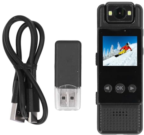 Yunir Body Cam, Telecamera Nascosta Indossabile Wireless HD 1080P, Rotazione di 180 Gradi, Rilevamento Movimento WIFI e Visione Notturna, Telecamera per Corpo della Polizia, Telecamera