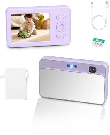 MUTRAIN Appareil Photo numérique Ouvert avec Miroir, Pratique de la Photographie 1080p, Violet, X10, 32G