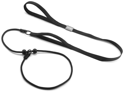 Slip Lead for Dogs Leash with Comfy Handle Adjustable Collar Thin Dog Lead Strong Sturdy Anti-Pull Anti-Choking Nylon Training Rope for Outdoor Puppy Small Medium Large Dogs (Black)