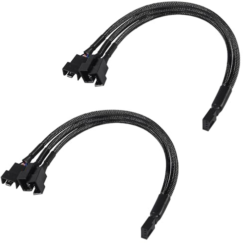 AITRIP 2Pack 3 Wege 4 Pin PWM Lüfter Splitter Kabel, 12 Zoll PC Lüfter Verlängerungskabel, CA PWM Lüfter Verlängerungskabel, für Computer ATX Gehäuse 4-Pin/3-Pin Lüfter Kabel