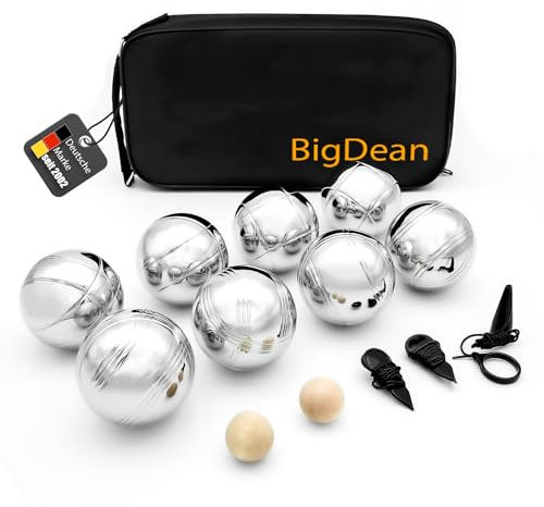 BigDean Boule Set mit 8 verchromten Boule Kugeln