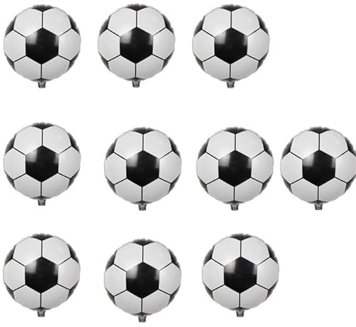 Bkemkri Palloncini di Calcio, 10 pezzi Palloncini Foil Calcio, Forniture per Feste Calcio per il Giorno del Gioco, Decorazioni per Feste di Calcio per Bambini Compleanno, Palloncini Calcio Gigante