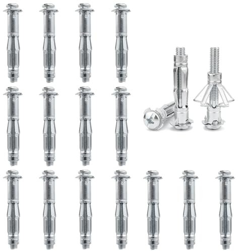 DAIRYCOF 15 tasselli per cavità in metallo zincato, tasselli per pareti cave, M8 x 65 mm, tasselli di espansione, tasselli sottili per fissaggio in cartongesso (15, M8 x 65 mm)