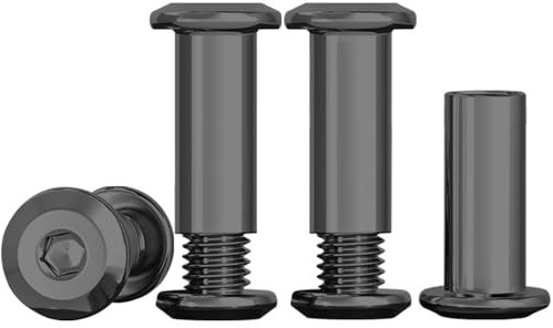 Drenky Black Connecting Screws M6 Stainless Steel Screws Sleeve Nuts 10 Sets Barrel Nuts Kit M6 X 20mm Hexagon Furniture Bolts Flat Hex Bolt for Bed, Door, Table, Chair, Worktop, Cabinet